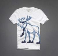 heren abercrombie fitch korte t-shirt crewneck moose pattern wit Kleren Verkopen 7k348638